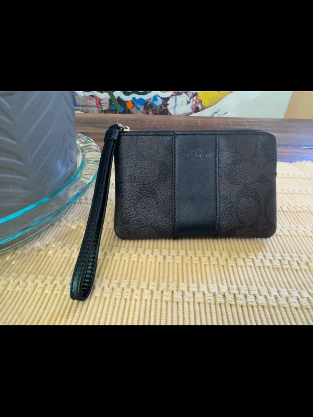 Coach Black Leather Accent Wristlet